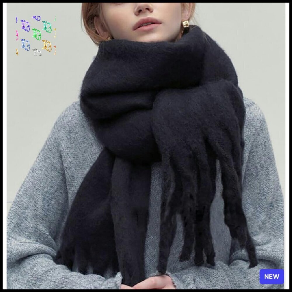 Chunky Winter Scarf Oversized Shawl Wrap Soft Polyester Elegant Chic Accessory - Picture 7 of 8
